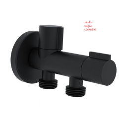 ΔΙΑΚΟΠΤΗΣ ΓΩΝΙΑΚΟΣ 1/2' ΜΕ ΔΙΠΛΗ ΠΑΡΟΧΗ BLACK MATT