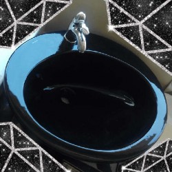 Νιπτήρας 60,5Χ53 ενθετος οβαλ μαυρη πορσελανη KERASAN ΙΤΑΛΙΑΣ